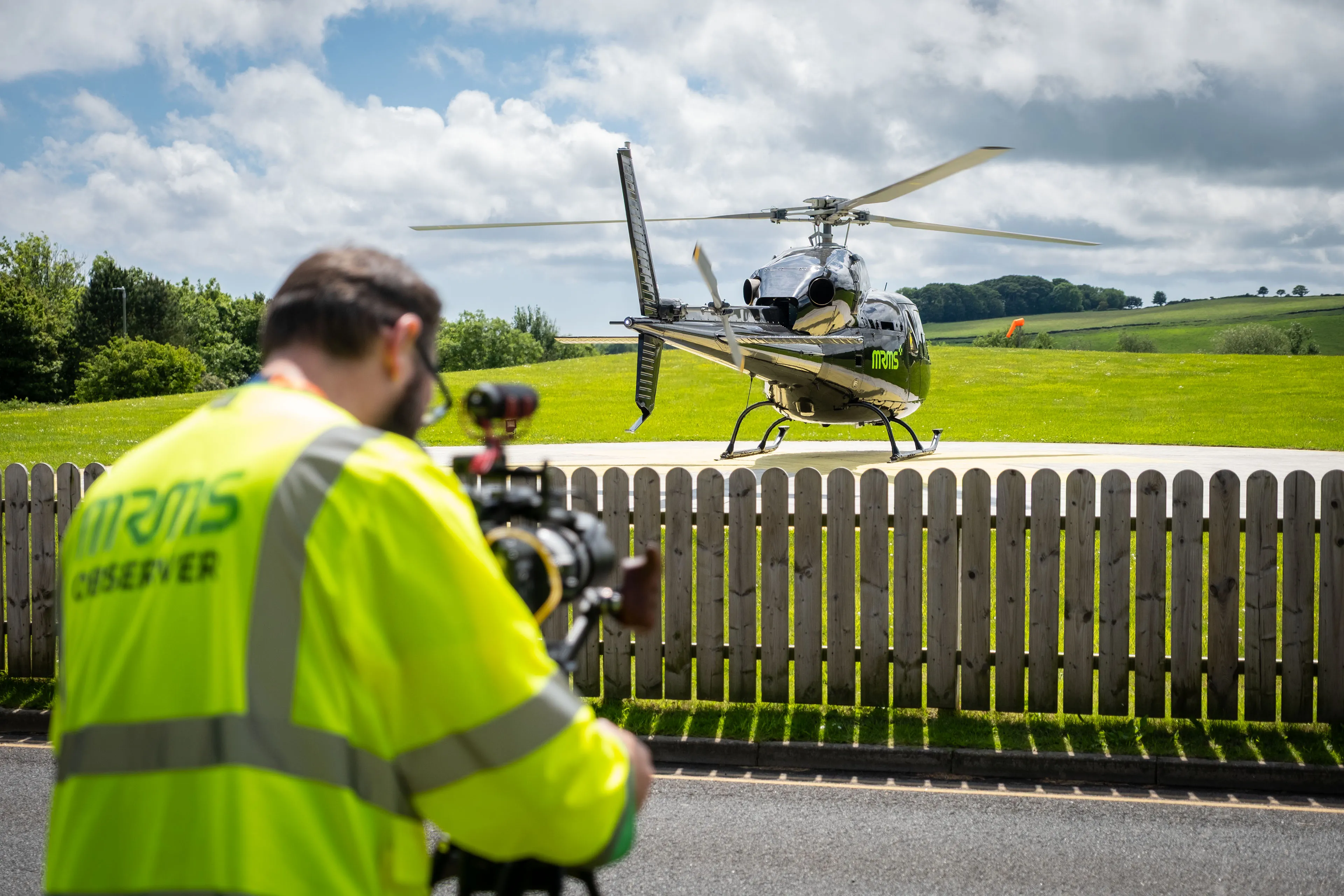 Nico van Loggerenberg filming the MRMS AirMed helicopter as it prepares for lift-off from the helipad