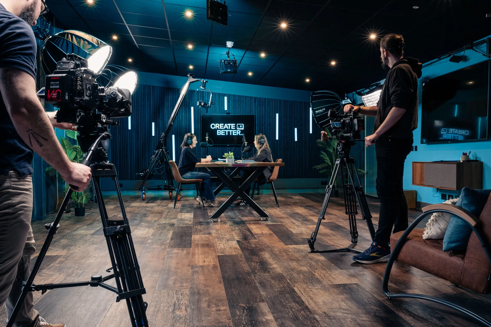 A multi-camera shoot in the DotPerformance studio in Douglas
