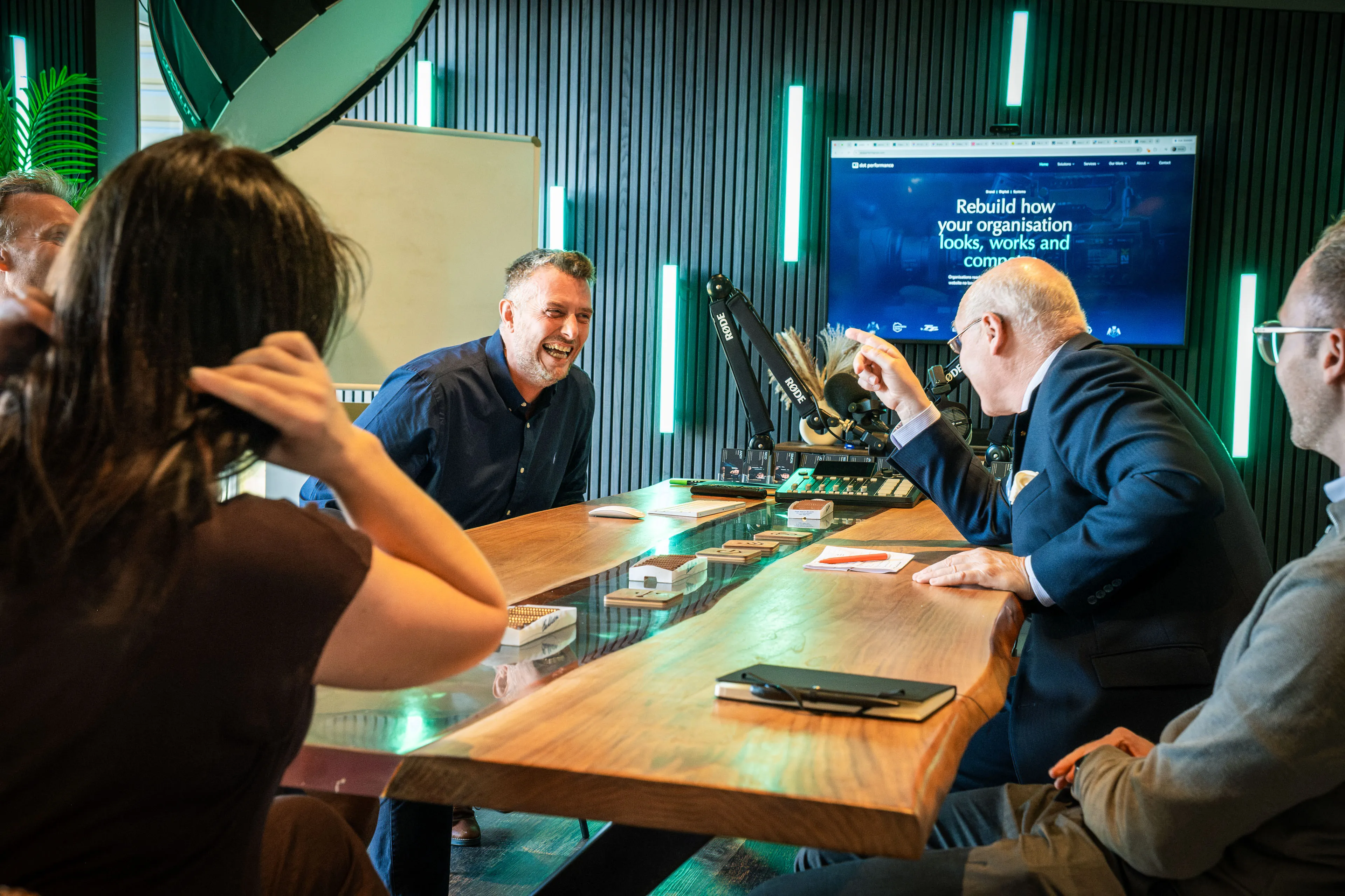Lieutenant General Sir John Lorimer KCB DSO MBE and Andy Orton around the DotPerformance conference table