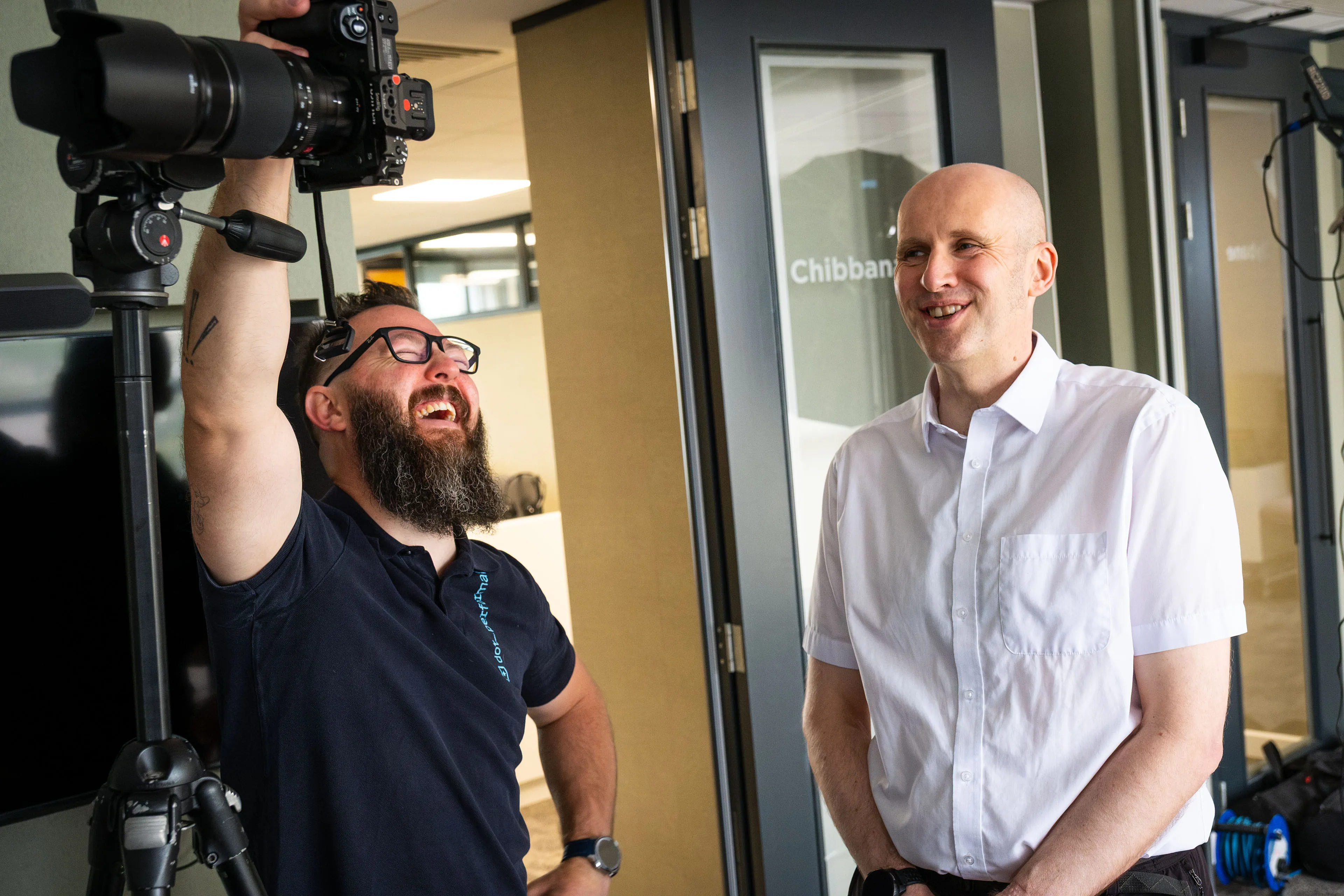 Nico van Loggerenberg reviewing headshots with James Bassett during the Boal & Co portrait session.