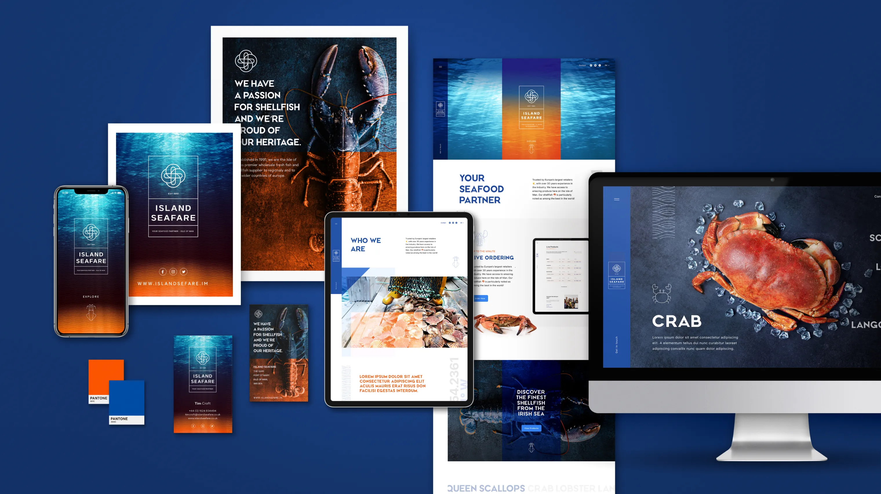 Island Seafare brand and website across various materials and devices