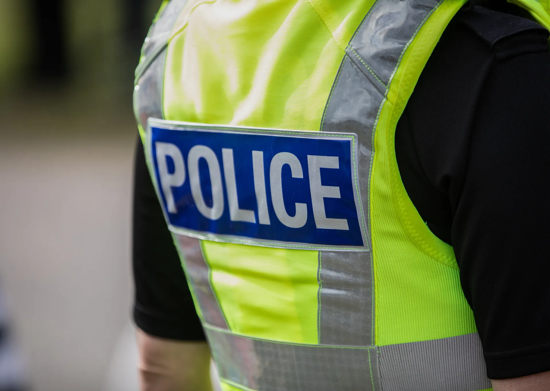 Police officers in high-visibility jackets (stock photograph)