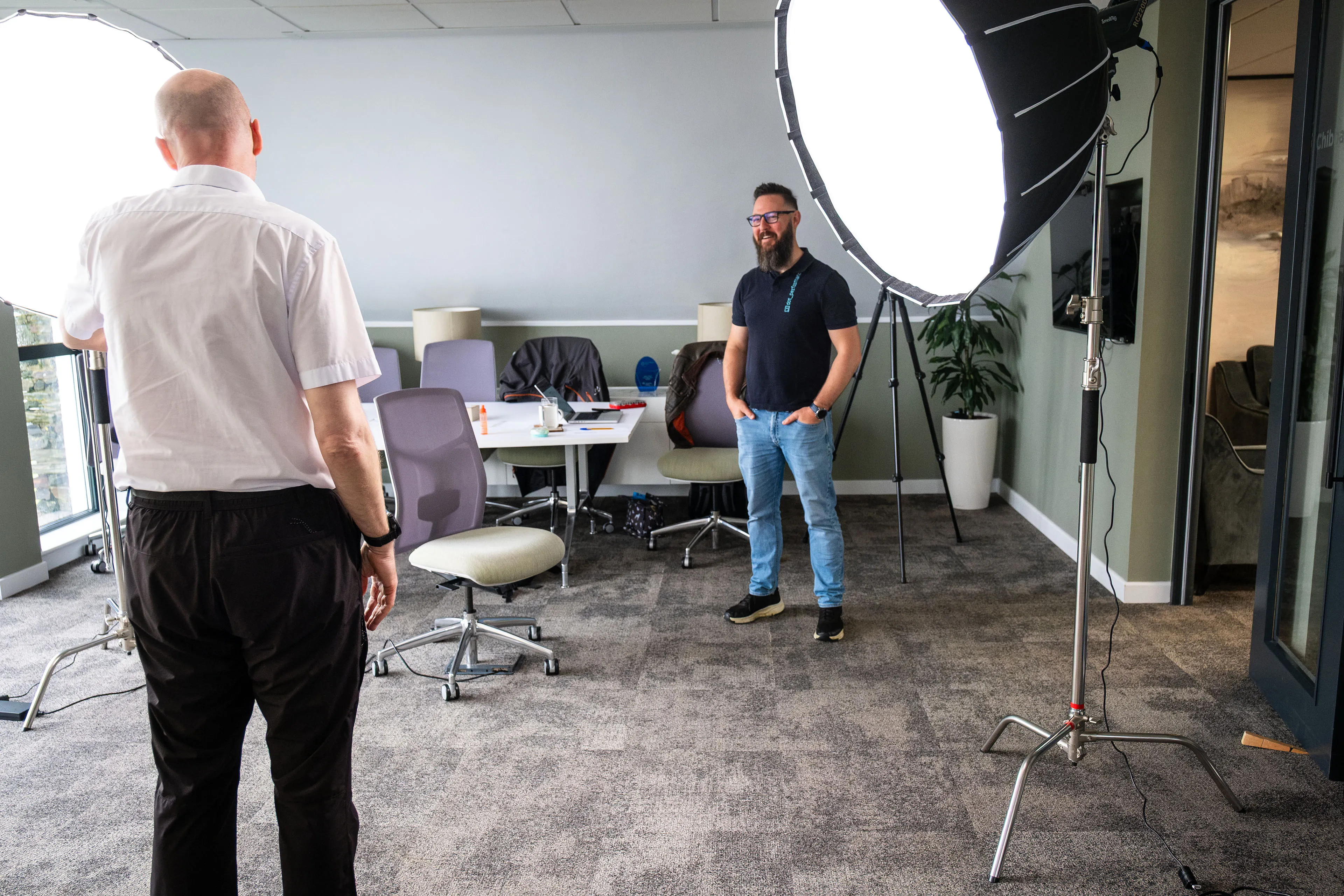 Nico van Loggerenberg having a conversation with James Bassett during his portrait session at Boal & Co.